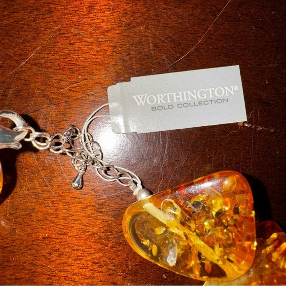 VTG Worthington Bold Collection Necklace & Earrings Set Baltic Amber Look NWT - Picture 3 of 7